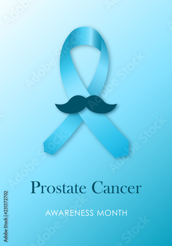 Prostate Cancer Awareness month poster. Vector illustration of Blue ribbon , Prostate cancer awareness symbol.