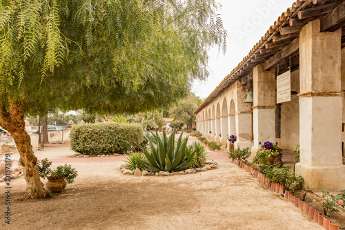 Mission San Miguel Arcángel garden, San Miguel, California, USA. One of the series of 21 Spanish religious outposts in Alta California founded by Father Junípero Serra. photo