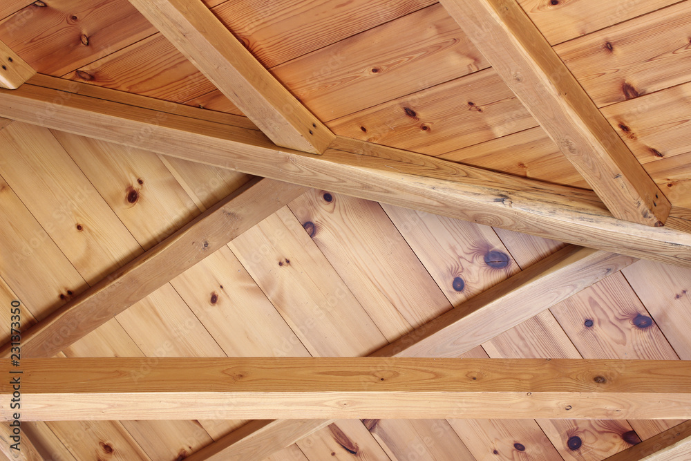 Wooden beams house interior roof detail abstract Wooden beams house interior roof detail abstract