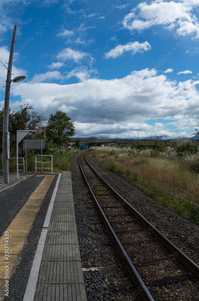 Fototapeta premium 地方にある単線の無人駅