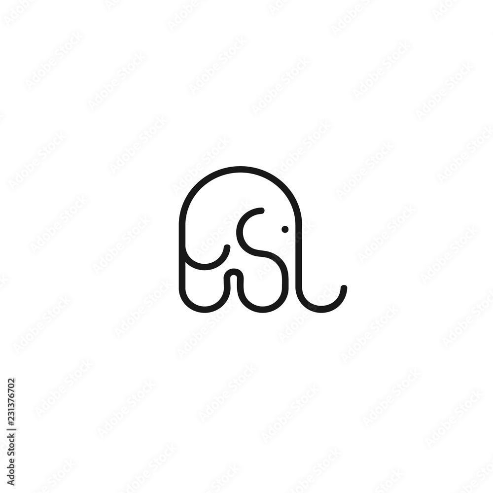 Elephant icon, simple line style. Vector illustration. Elephant icon, simple line style. Vector illustration.