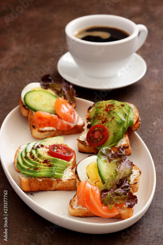 Homemade Toast sandwich with Salmon,and Avocado