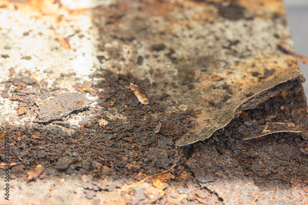  Background with steel of rust. Rust stains.Surface rust on the white steel surface.