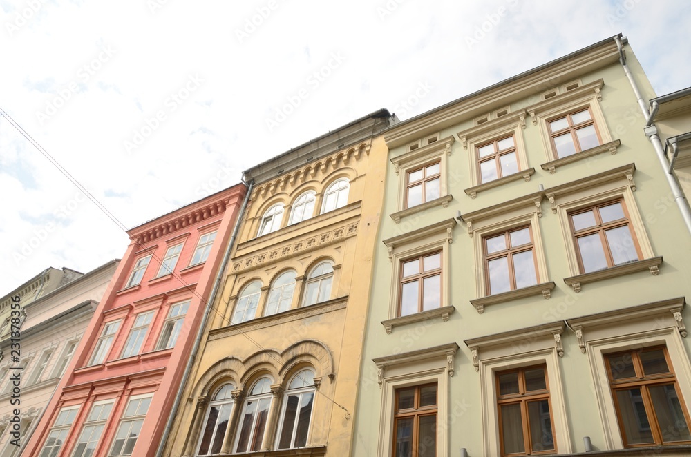 Color buildings at Krakow, Poland