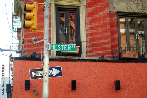 Street sign at Hester street in Chinatown neighbourhood in New York City
