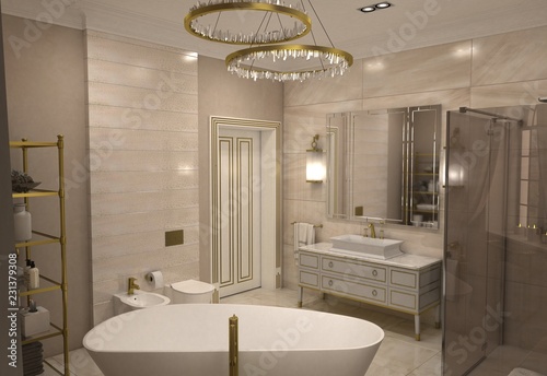 bathroom  interior visualization  3D illustration