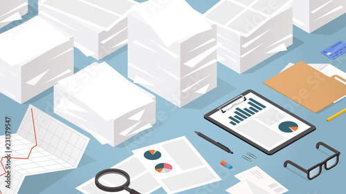 Isometric Paper Work illustration