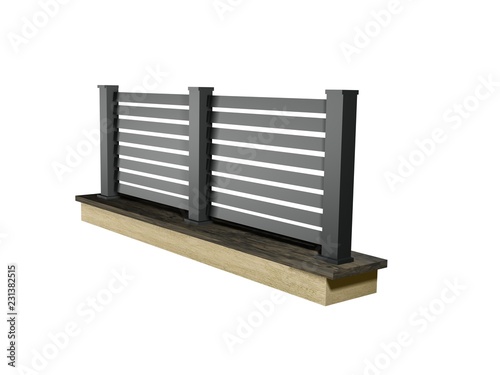 modern aluminum panel fence. Black alu fence model 3D illustration