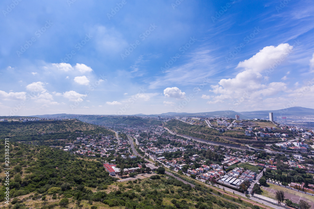 The historiv City of Queretaro Mexico and los Arcos.