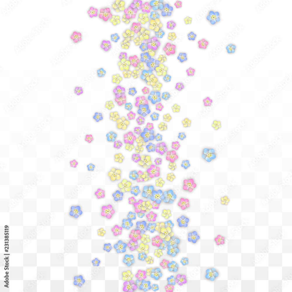 Vector Realistic Pink Petals Falling on Transparent Background.  Spring Romantic Flowers Illustration. Flying Petals. Sakura Spa Design. Blossom Confetti.