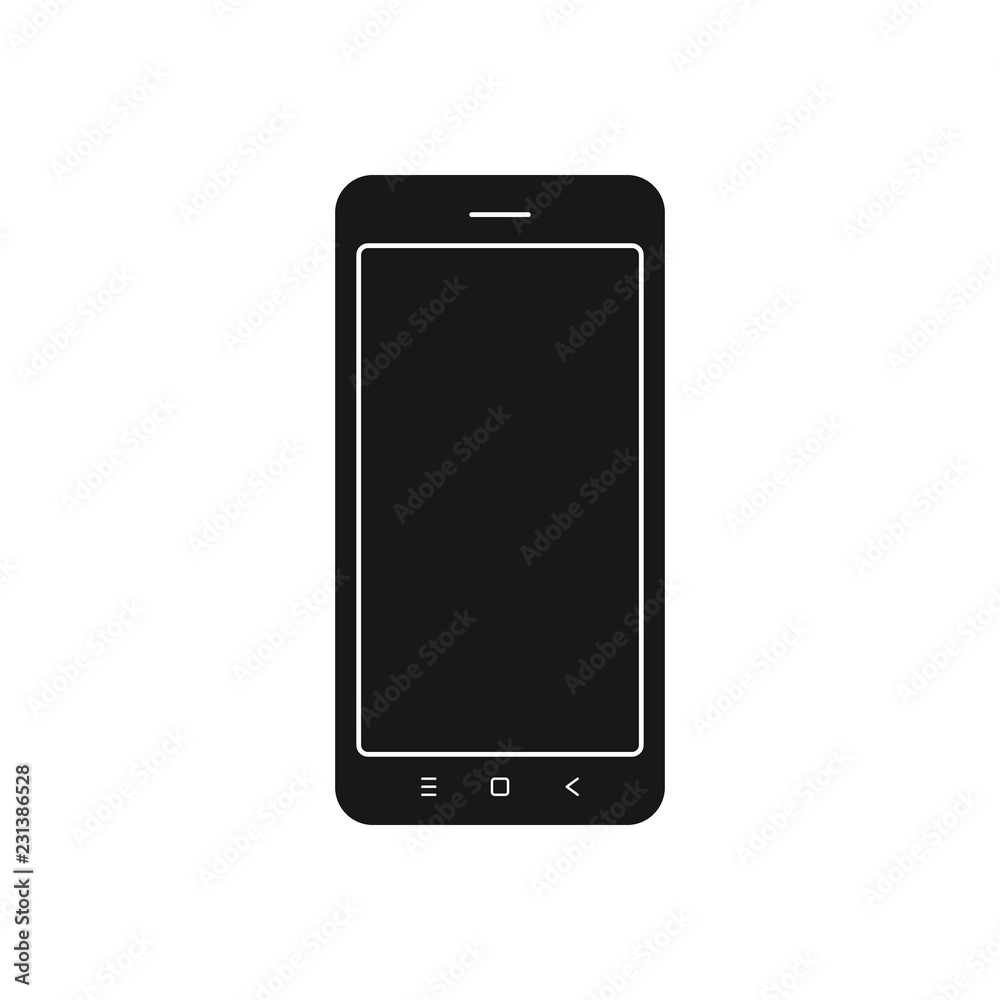 Smartphone symbol icon on white background black Smartphone symbol icon on white background black