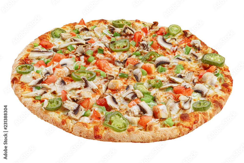 Italian pizza on a white background. isolate to create a pizza menu on the website or a printed menu.