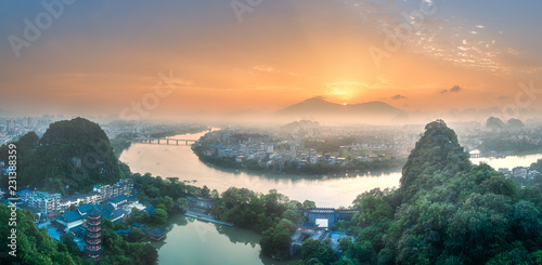 Fotografia, Obraz Li River and Karst mountains Guilin, Yangshuo