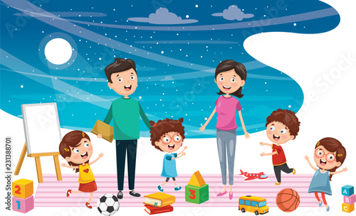 Vector Illustration Of Student Children Background