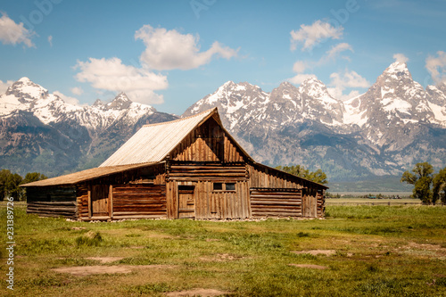 old wooden barn in the mountains