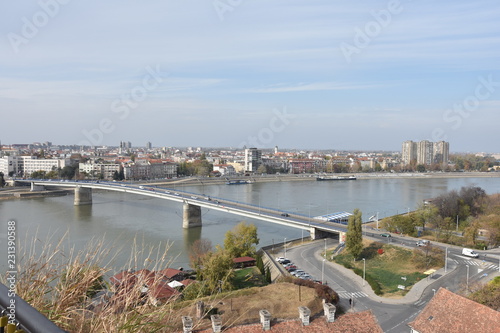 Cityscape in Novi Sad, Serbia. Old and new, seen from the Petrovaradin fortress height.