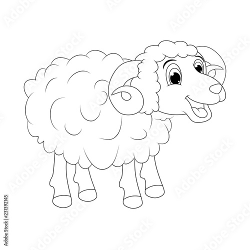 cartoon outline ram design isolated on white background