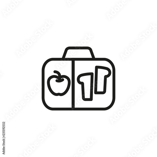 Breakfast line icon. Bag, sandwich, apple. Lunch box concept. Can be used for topics like snack, healthy eating, organic food