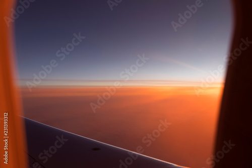 Beautiful sunset view from the plane window © makedonski2015