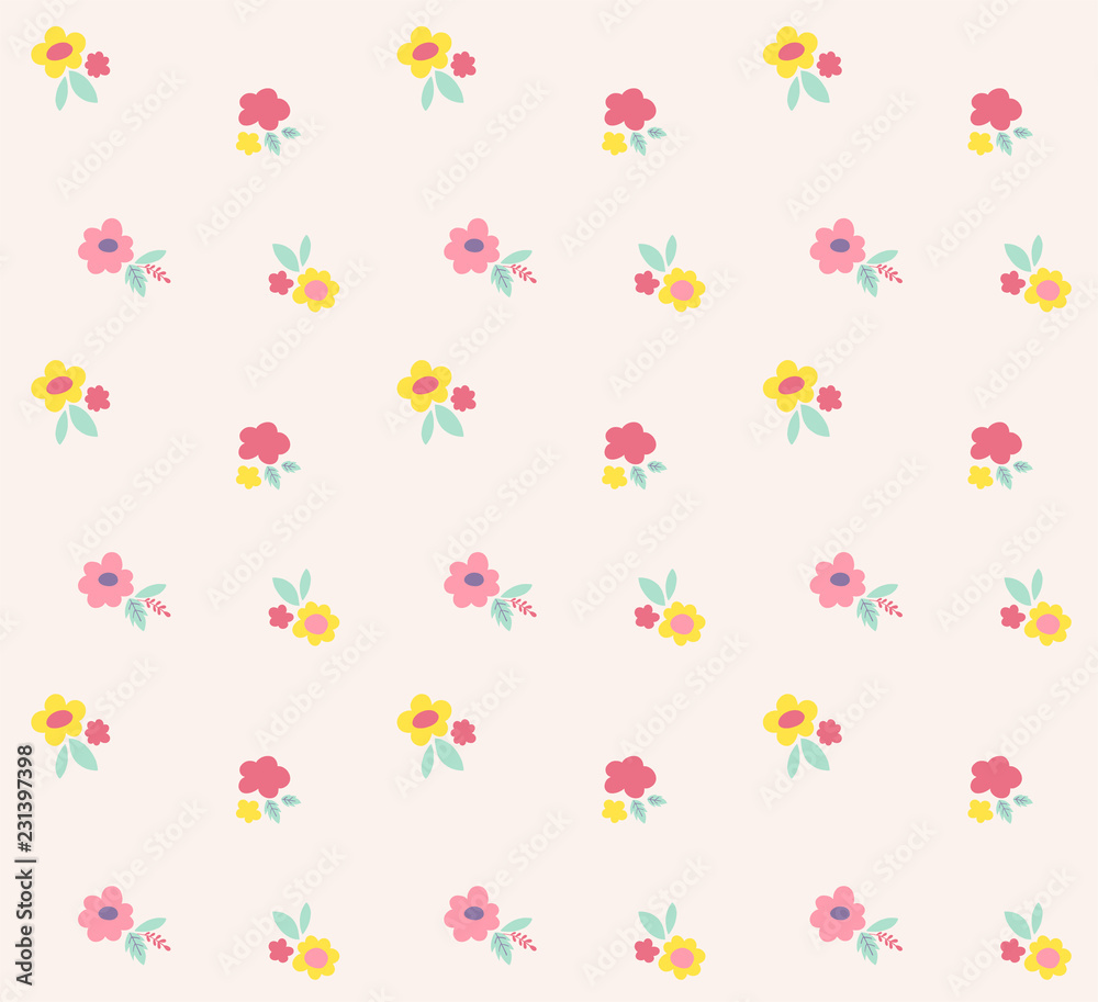 Ditsy floral vector pattern. Cute small flowers seamless background.  Vintage print. Stock Vector