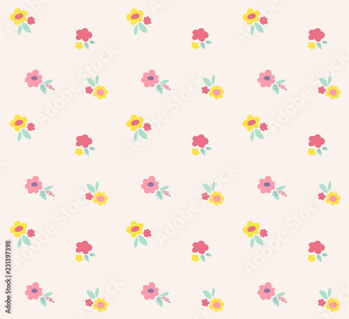 Ditsy floral vector pattern. Cute small flowers seamless background. Vintage print.