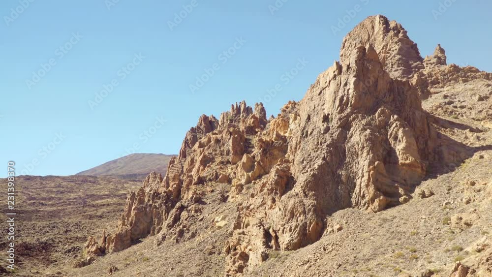 Mountain Rocks in Volcano Crater. Teide National Park, Tenerife, Spain. Mountain Rocks in Volcano Crater. Teide National Park, Tenerife, Spain.