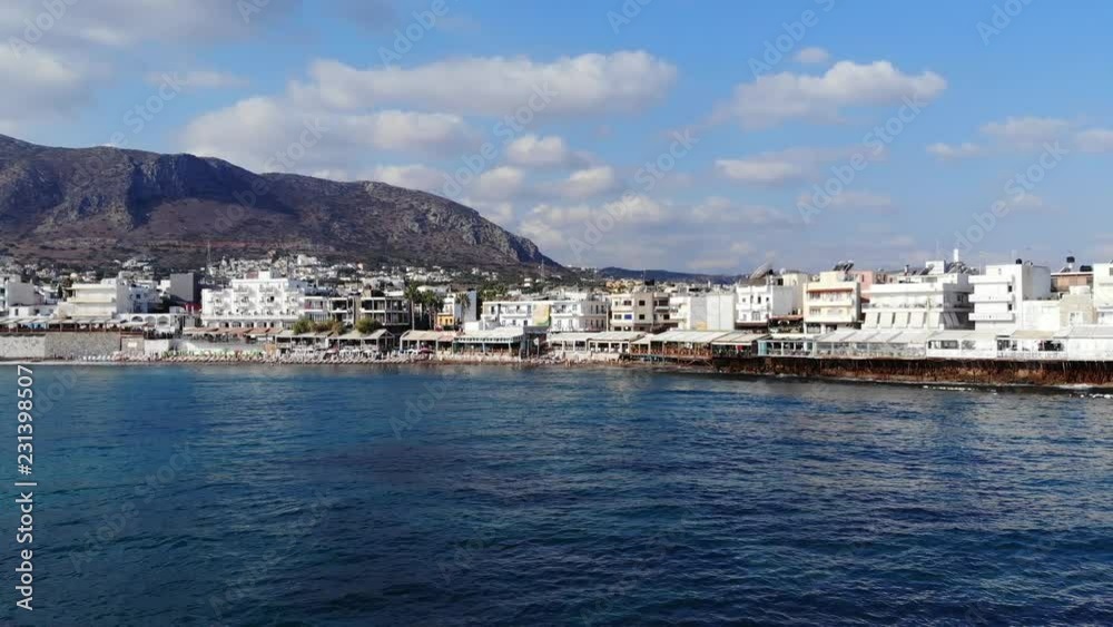 Floating along Mediterranean city, panorama on blue sea