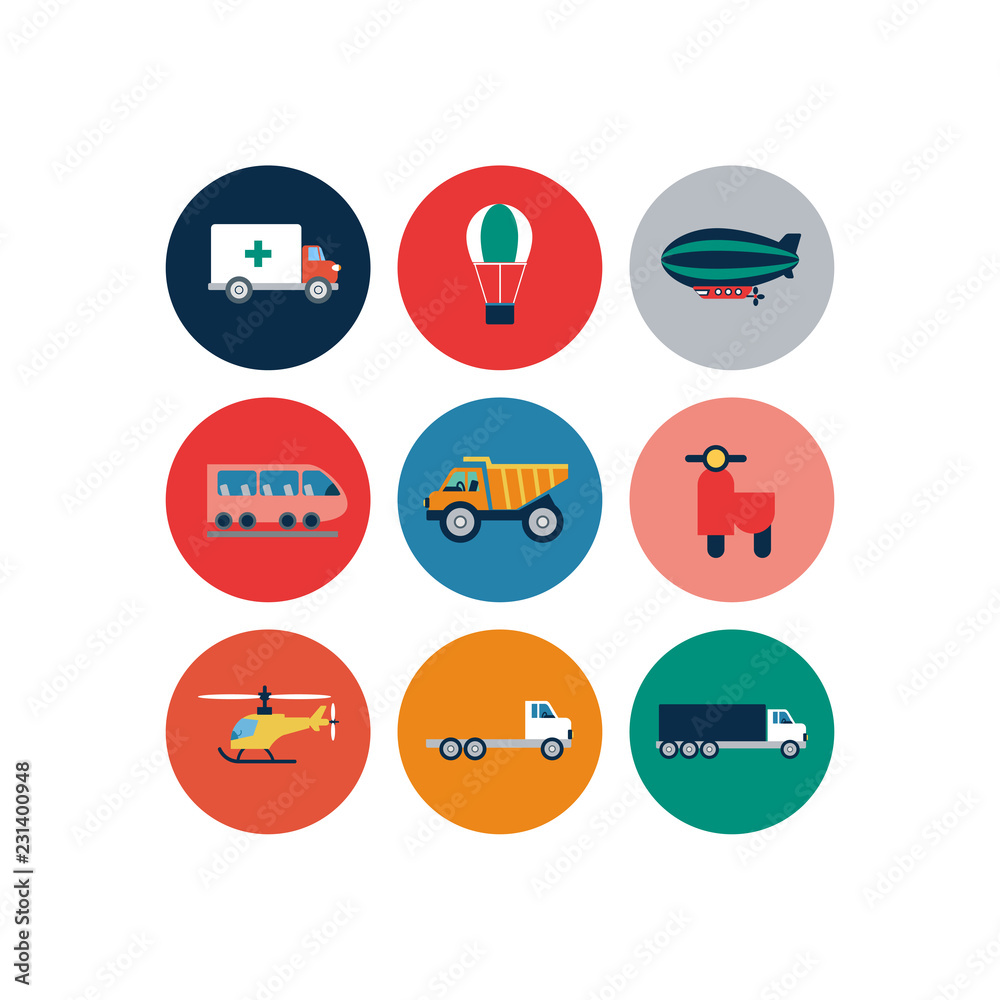 Transport Flat Icons Set Transport Flat Icons Set