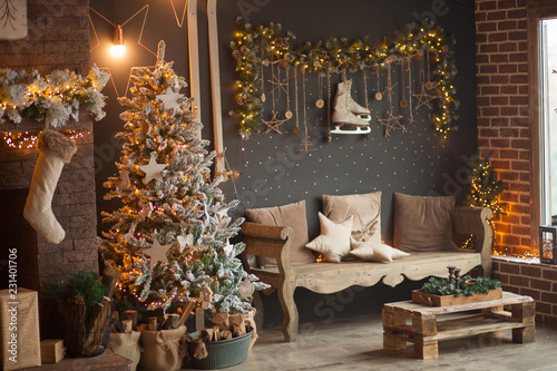 Beautiful decorated christmas room