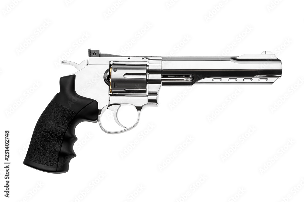 Gun silver pistol isolated on white Gun silver pistol isolated on white