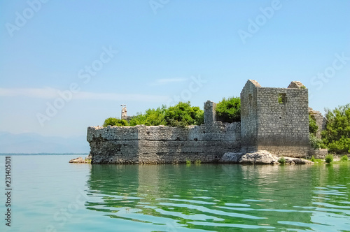Wallpaper Mural Grmozur - abandoned prison island. View of the ruins of the Turkish fortress. Lake Skadar National Park, Montenegro. Torontodigital.ca