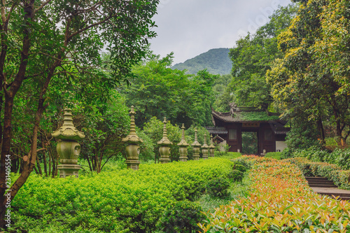 Pagodas and entrance gate of Yongfu Temple, in Hangzhou, China