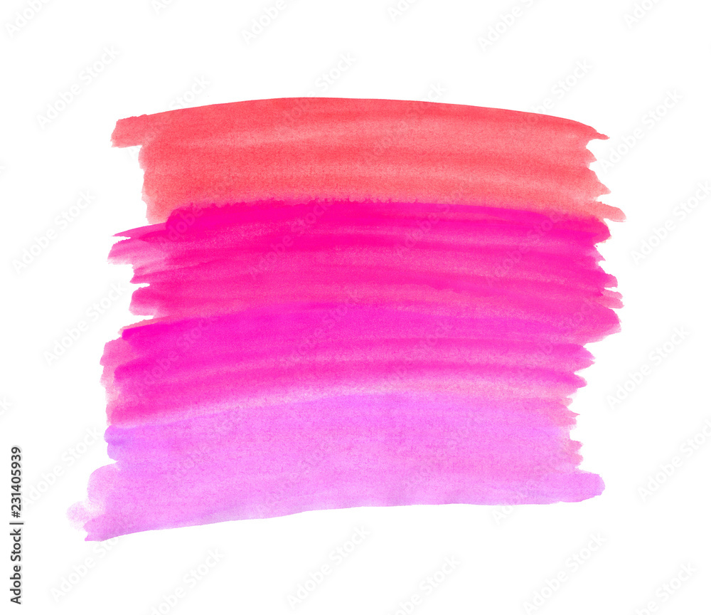 Naklejka premium A fragment of the background of the four bands of different colors painted with watercolors