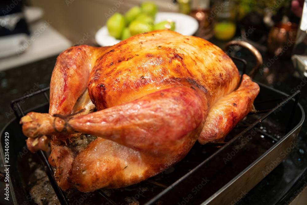 Naklejka premium Cooked turkey for Thanksgiving dinner