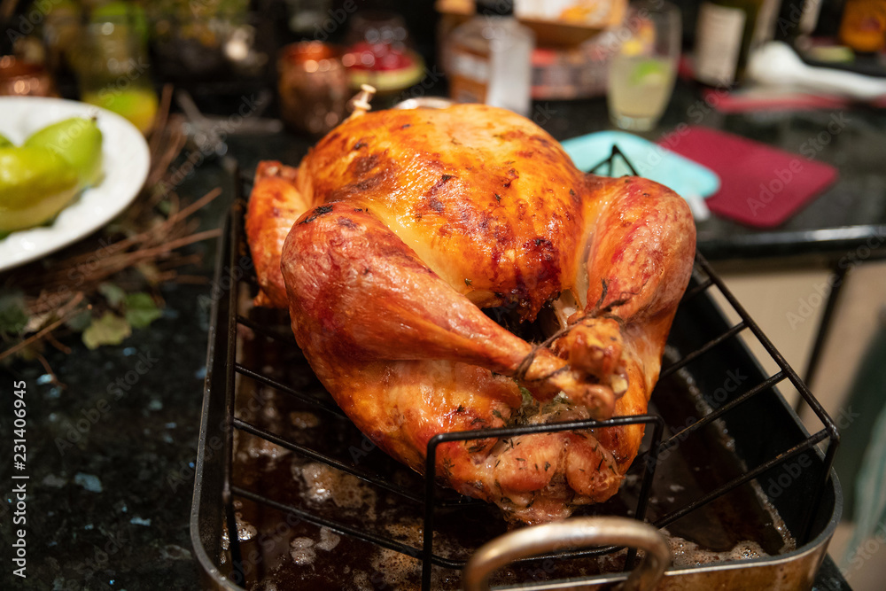 Fototapeta premium Cooked turkey for Thanksgiving dinner