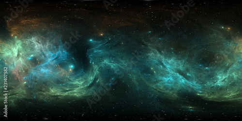 Obraz na płótnie 360 degree interstellar cloud of dust and gas. Space background with nebula and stars. Glowing nebula, equirectangular projection, environment map. HDRI spherical panorama w salonie