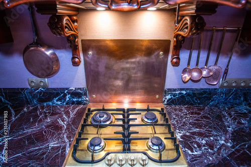 Gas stove. Kitchen. Cooking.