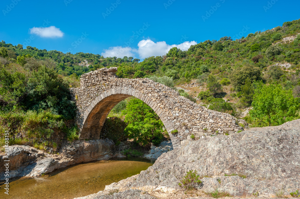 Arch bridge Le Pont des Fees in Grimaud-Village