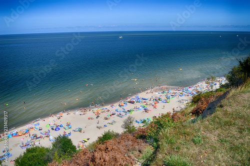 Baltic beach from cliff summer time