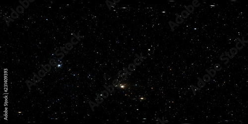 360 degree star field panorama with open star cluster, environment HDRI map. Equirectangular projection, spherical panorama.