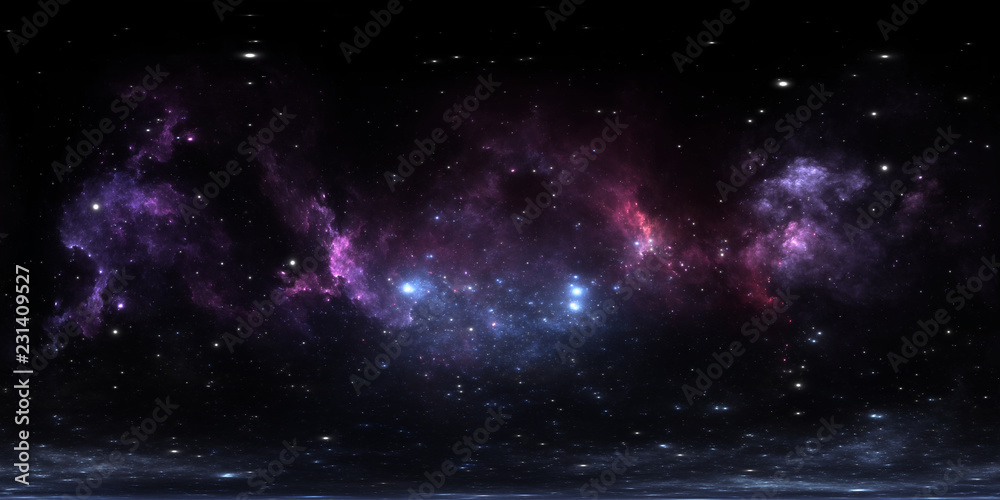 360 degree interstellar cloud of dust and gas. Space background with ...
