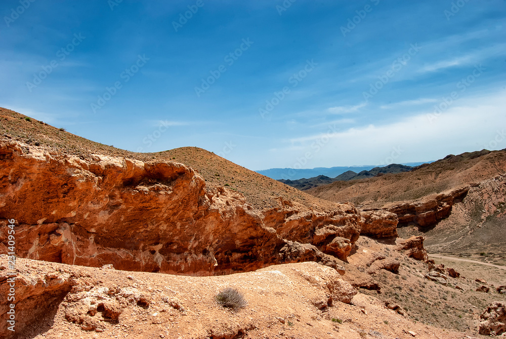 The Charyn Canyon in the Charyn National Park near Almaty in Kazakhstan