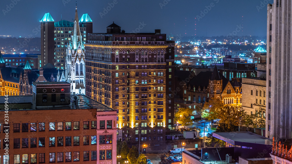 St Louis night urban skyline