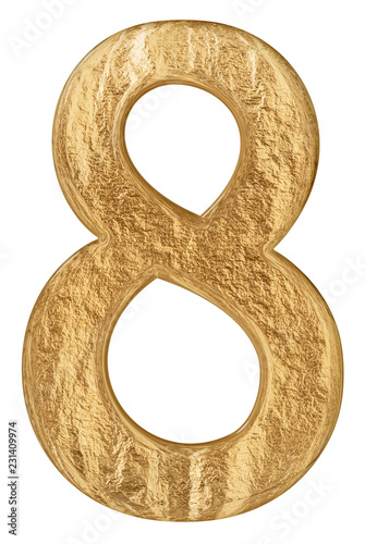Numeral 8, eight, isolated on white background, 3d render