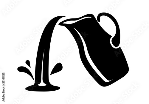 Jug pour out milk or water canister. Simple logo.