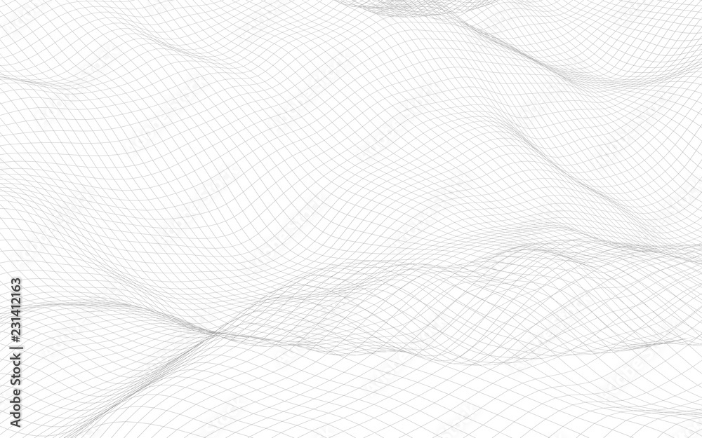 Abstract landscape on a white background. Cyberspace grid. Hi-tech network. 3D illustration Abstract landscape on a white background. Cyberspace grid. Hi-tech network. 3D illustration