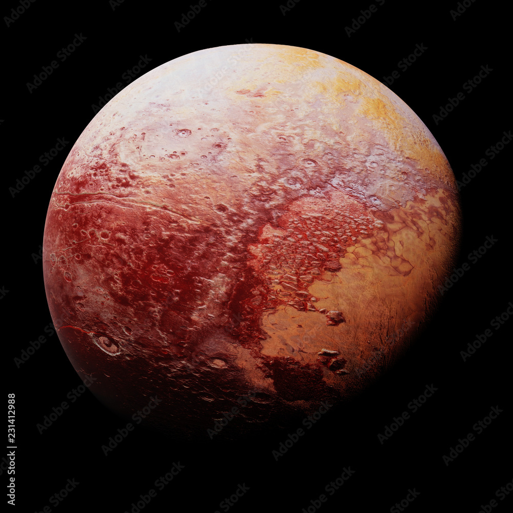 Obraz premium dwarf planet Pluto isolated on black background, part of the solar system