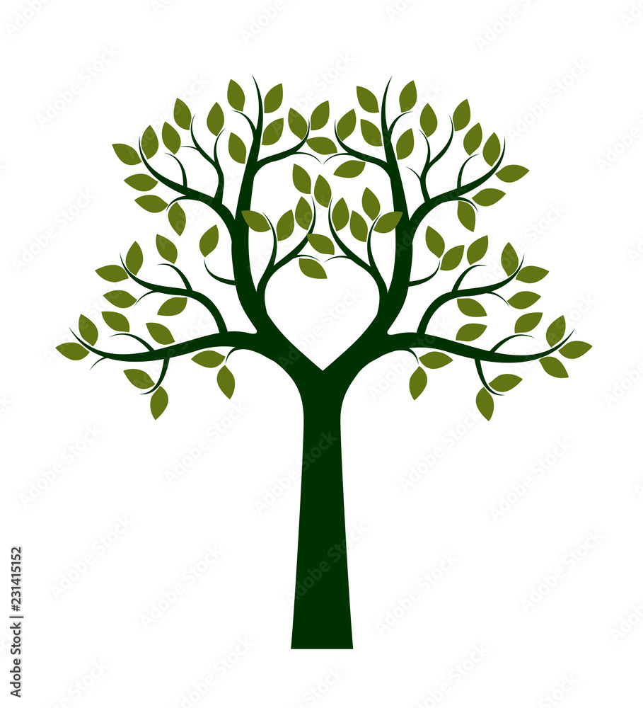 Obraz premium Green shape of Tree. Vector Illustration.