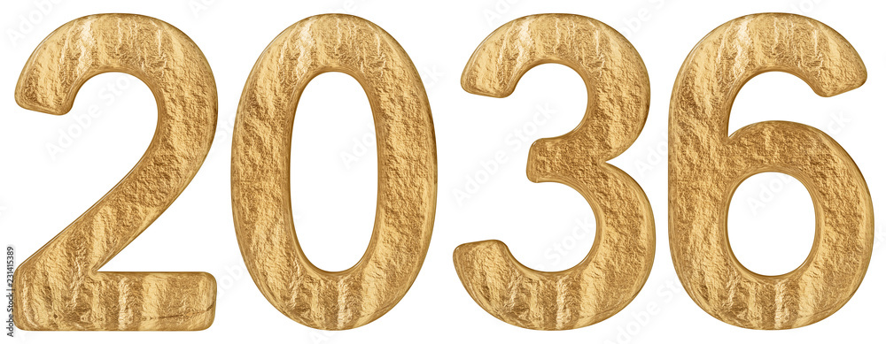 Inscription 2036, isolated on white background, 3d render
