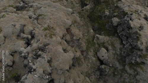 Iceland View Of Lava Field And Rock Formations.